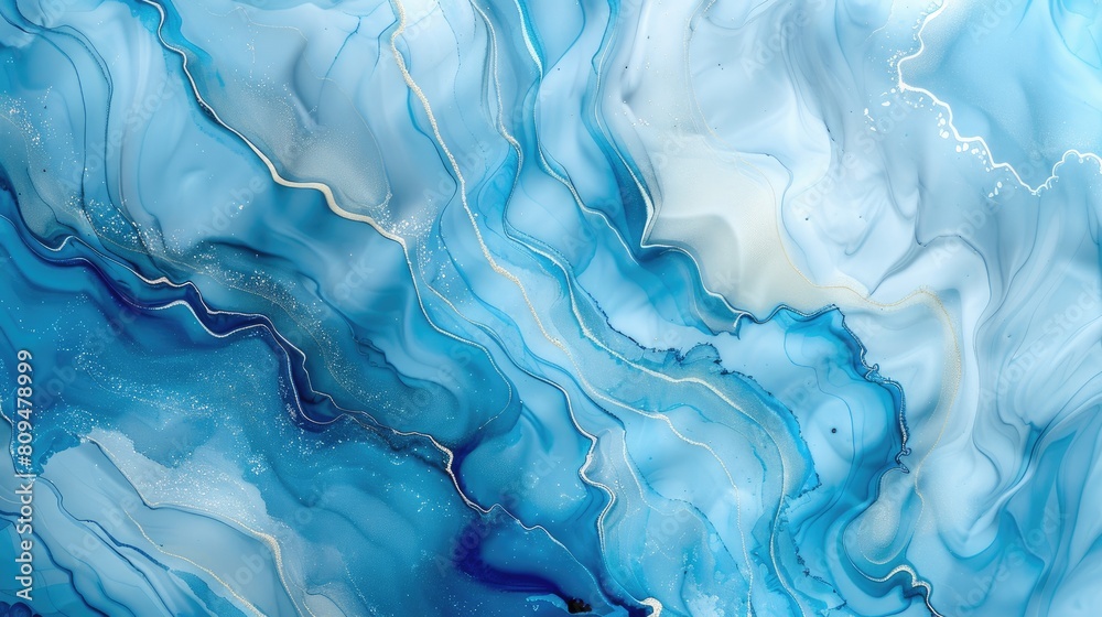 Abstract liquid blue marble background with fine gold lines and brush stains. Luxury marble background. Abstract liquid blue marble background with fine gold lines and brush stains. Luxury marble background.