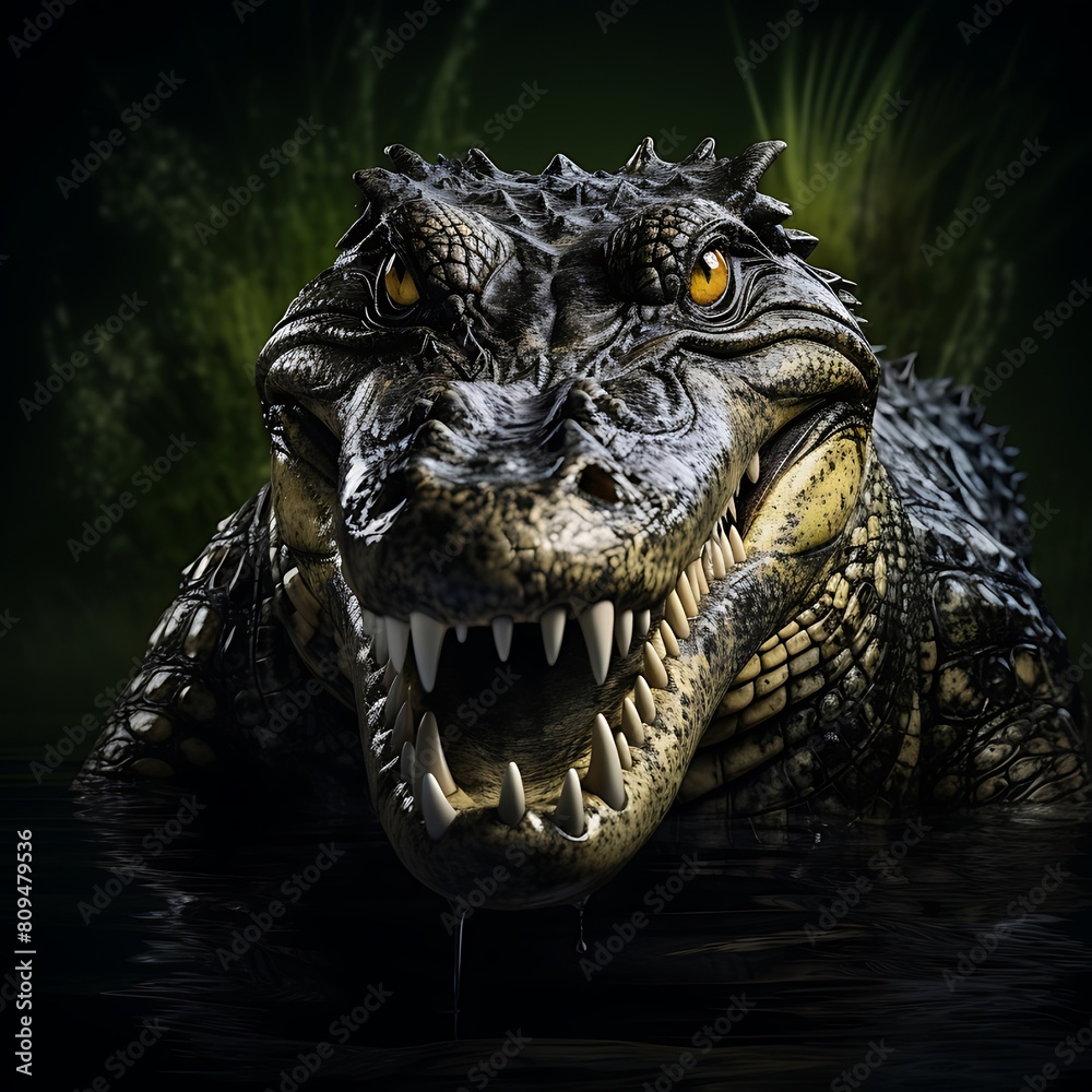 Obraz premium A Crocodile Isolated Against a Serene Background: Solitude in the Wild