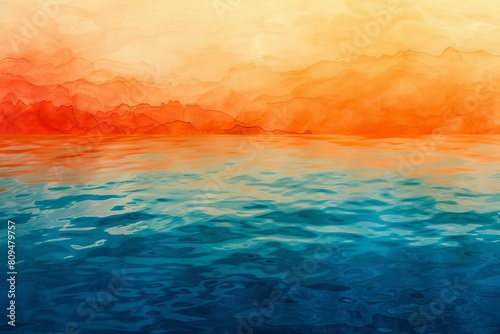 A vibrant tropical gradient featuring shades of sunset orange and deep ocean blue