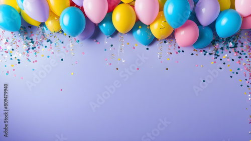 colorful balloons isolated on pastel background, party concept balloons background, AI generated