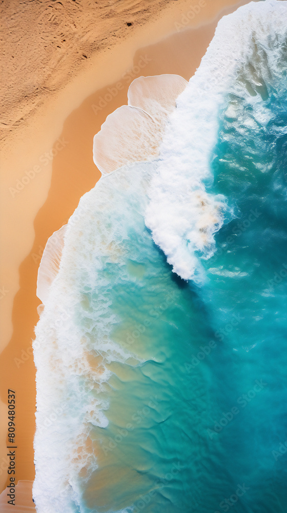 waves on the beach drone view
