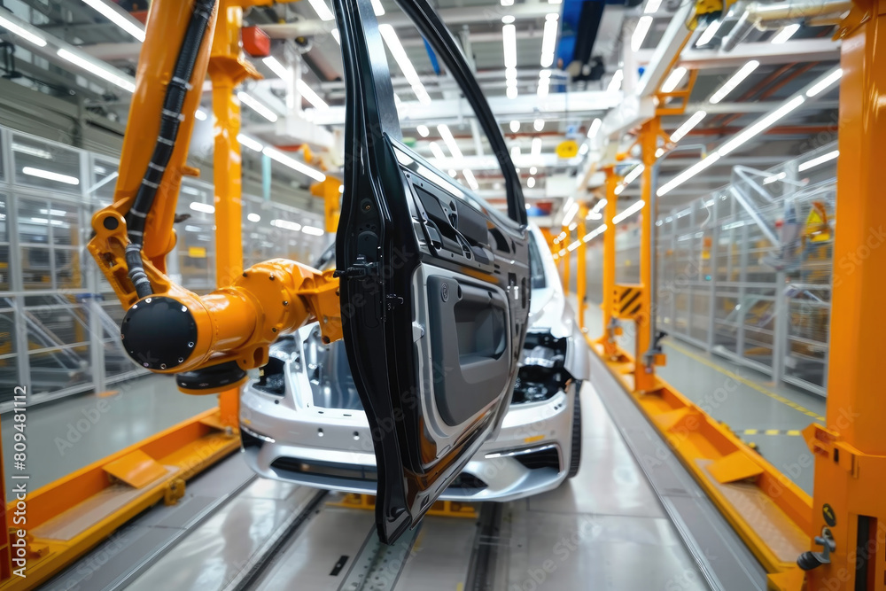 Modern Car Factory, automated car production line, Vehicle Assembly