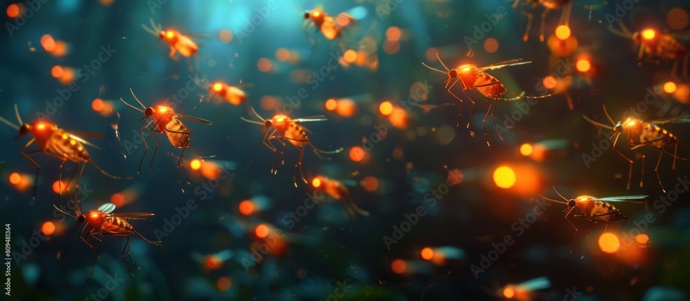 Swarm of Genetically Modified Luminescent Mosquitoes for Urban Pest Control