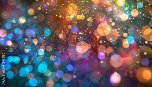An array of colorful twinkling lights, blurring to create a holidayinspired background