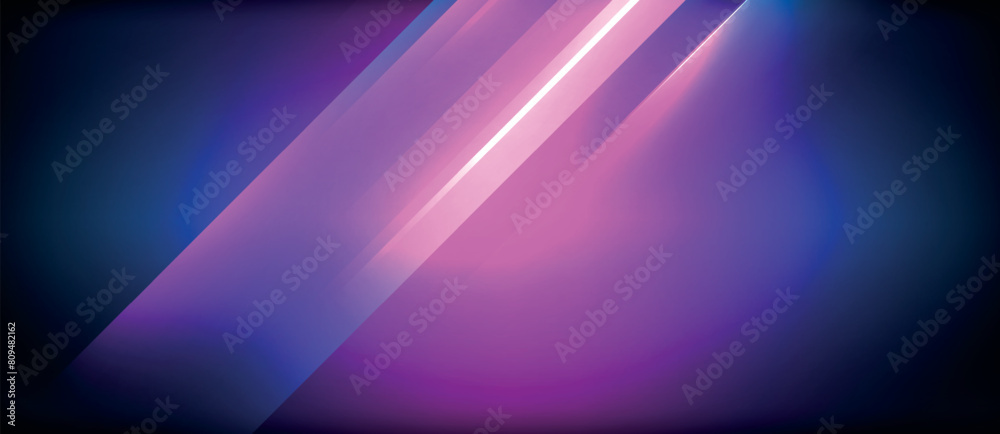Vibrant colors like purple, violet, pink, and electric blue create a mesmerizing pattern on a glowing diagonal line over a blue and purple background