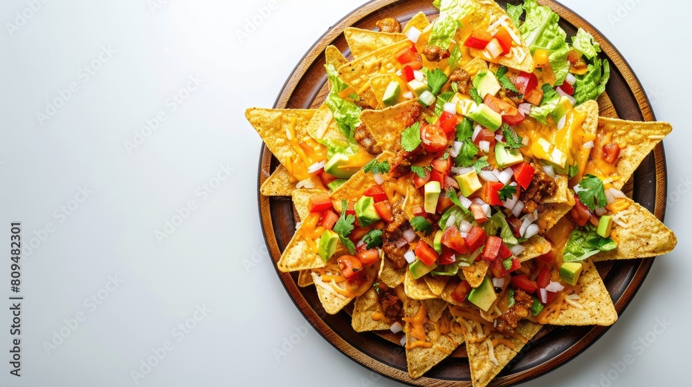 custom made wallpaper toronto digitalMexican nachos served on a wooden platter set against a plain white backdrop View from above