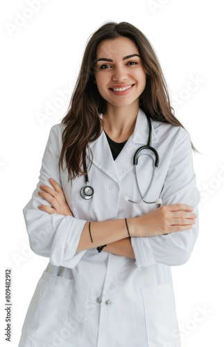 PNG Smiling medical doctor woman with stethoscope clothing apparel female.