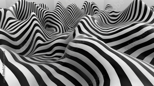 Wallpaper Mural An op art pattern where wavy lines appear to undulate across the surface in grayscale Torontodigital.ca