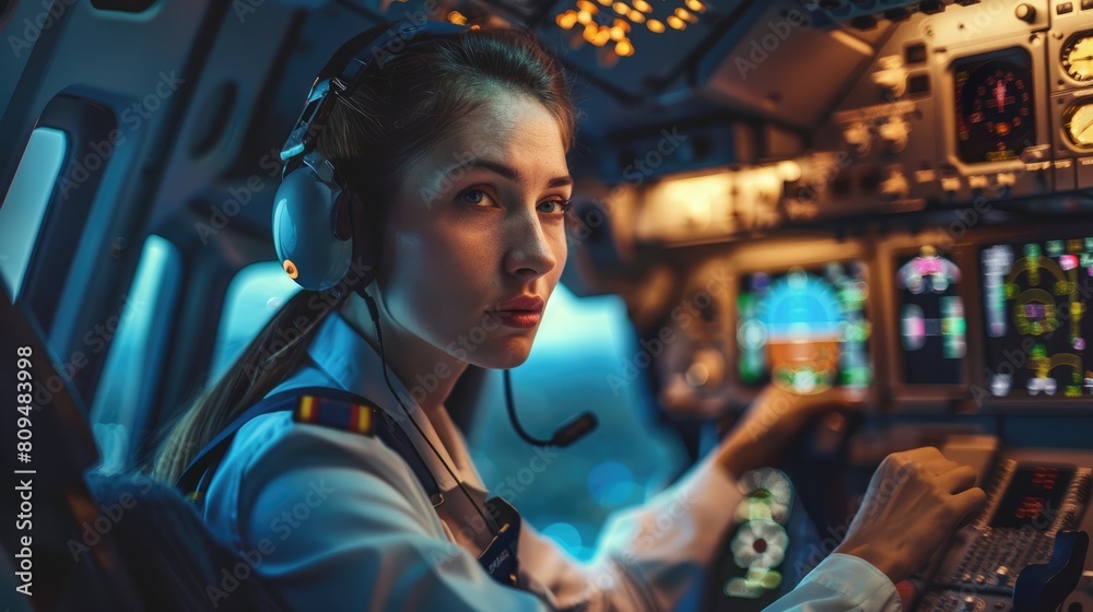 Portrait of an airline pilot woman