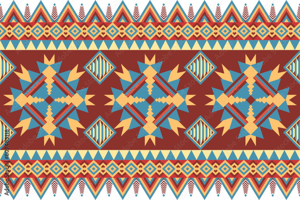 Navajo Indian Geometric Ethnic pattern, Native American seamless tribal fabric, tile, carpet, vector, illustration design