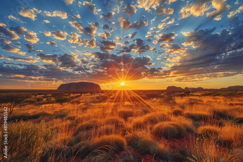 Sunset - Majestic Outback Landscape with Colorful Clouds  photo