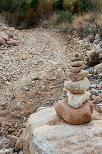 Piled up stones during the way photo