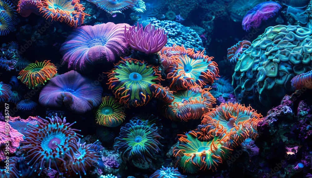 Fototapeta premium The fractal patterns visible in coral reefs under shallow waters