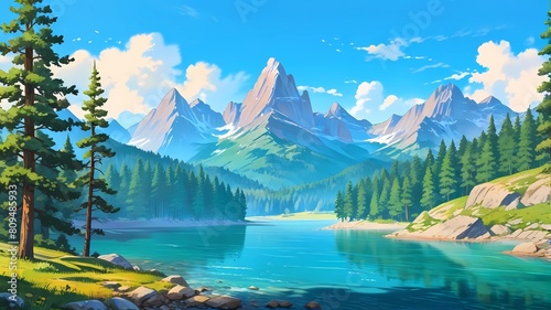 stunning mountain and lake in the summer