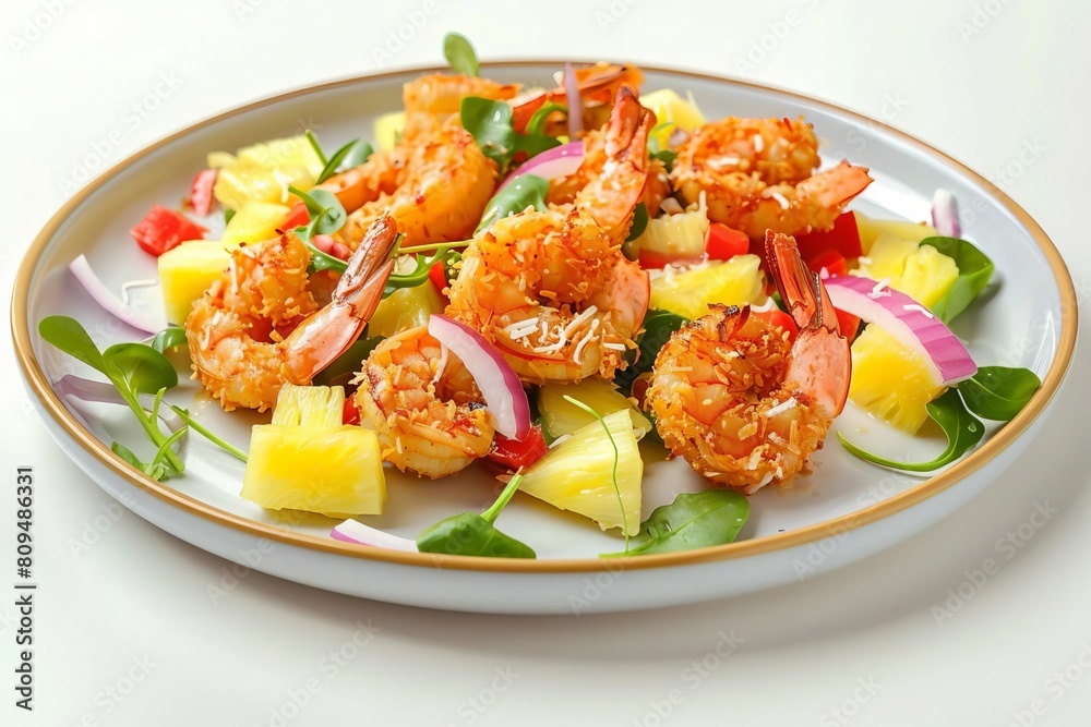 Air Fryer Coconut Shrimp and Pineapple Salad with Spicy Sweet Chili