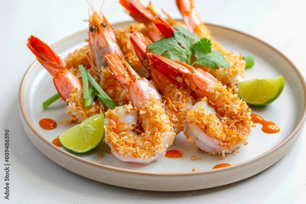 Tantalizing Air Fried Coconut Shrimp with Fresh Garnishes Tantalizing Air Fried Coconut Shrimp with Fresh Garnishes