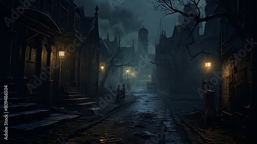 Eerie Moonlit Alley: A Haunting Image of the Night
