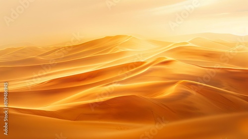 A blur of windswept sand dunes under a desert sunset, evoking adventure and mystery © Preyanuch