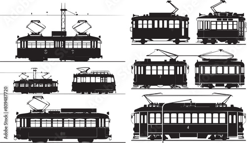 Tram  Silhouette Mastery Blackened Blend Vector Art