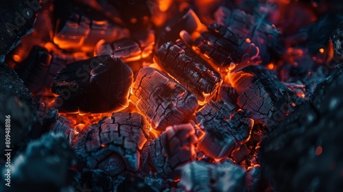 Glowing Embers and Ashes Close-up