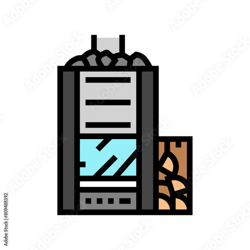 wood burning sauna color icon vector. wood burning sauna sign. isolated symbol illustration