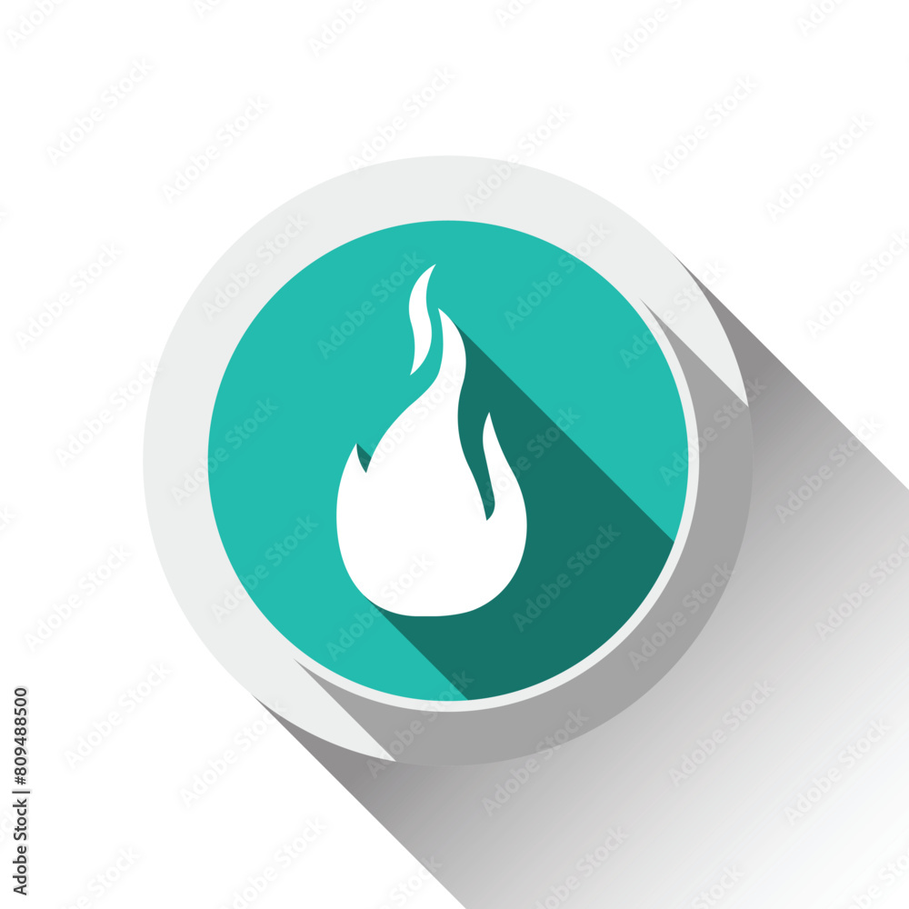 Fire flames, button with shadow in circle shape Fire flames, button with shadow in circle shape