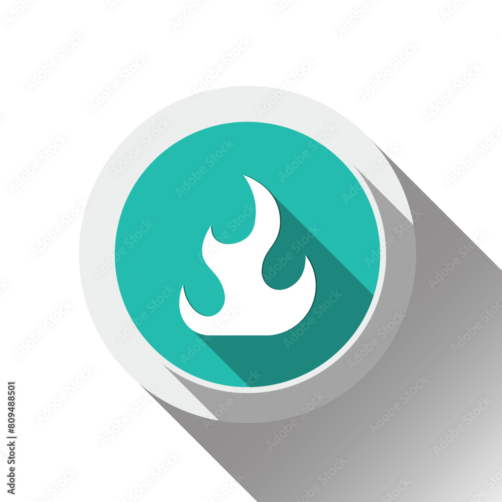 Fire flames, button with shadow in circle shape Fire flames, button with shadow in circle shape