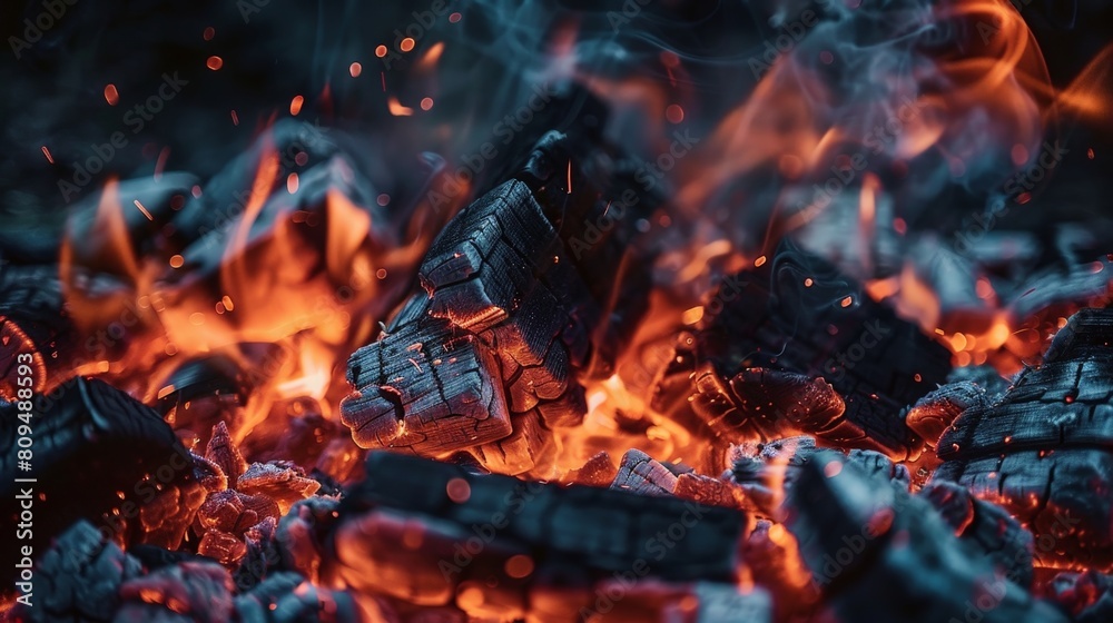 Glowing Embers and Ashes Close-up