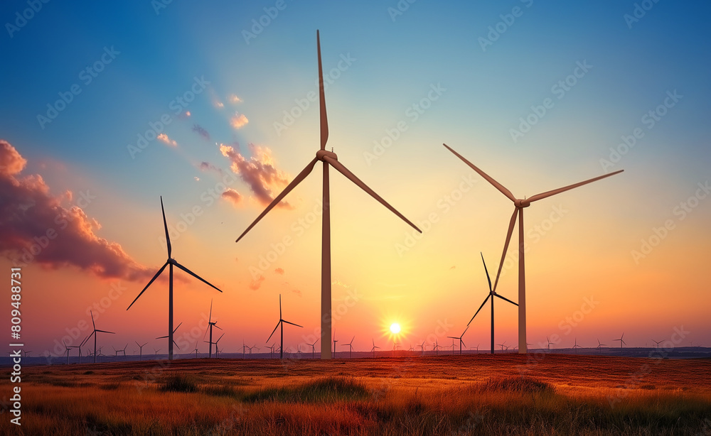Wind turbines against the backdrop of a stunning sunset. Wind turbines against the backdrop of a stunning sunset.