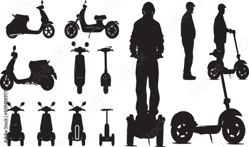 Stunt Scooter    Artistic Blends   Darkened Silhouette Illustrations