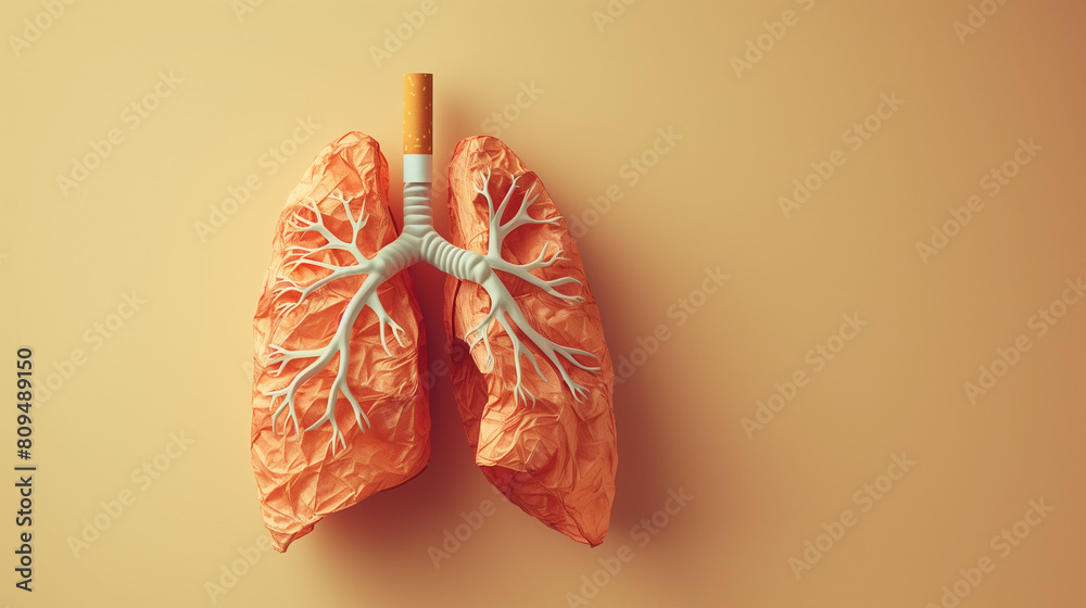 3d rendered illustration of human lungs made of cigarettes, banner, design, wbsite 3d rendered illustration of human lungs made of cigarettes, banner, design, wbsite