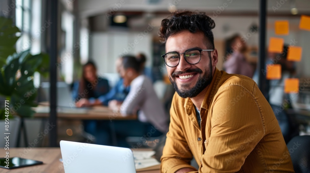 Fototapeta premium HR and Employee Engagement: Onboarding software for remote and on-site employees