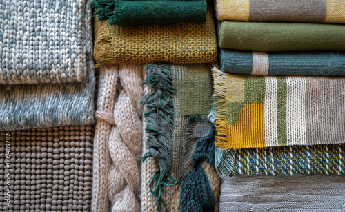 Eco-friendly fabric swatches in a grid pattern on a neutral background.