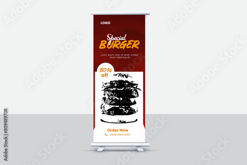 Modern and creative banner ads design, roll up banner vector template.
