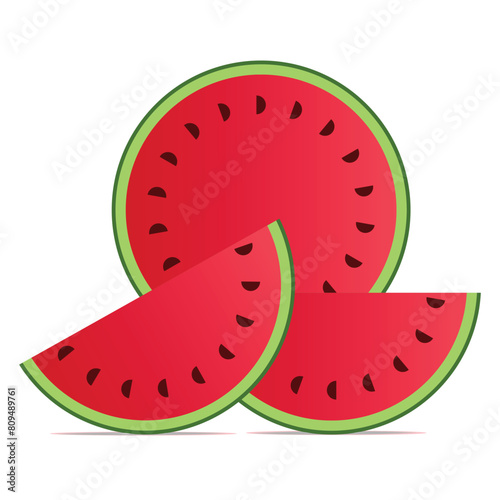 watermelon slices and half watermelon illustration vector art