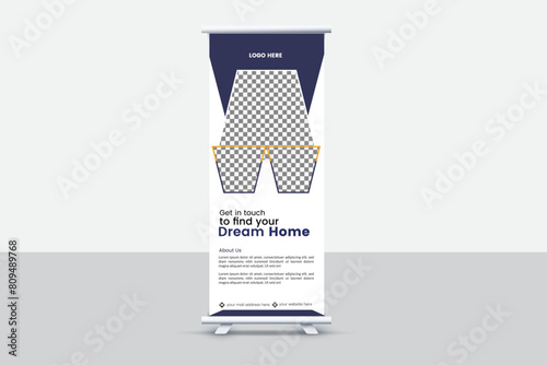 Modern and creative banner ads design, roll up banner vector template.
