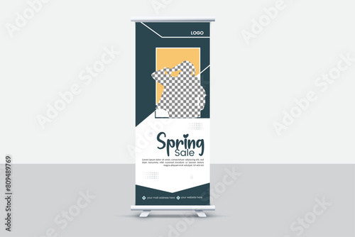 Modern and creative banner ads design, roll up banner vector template.