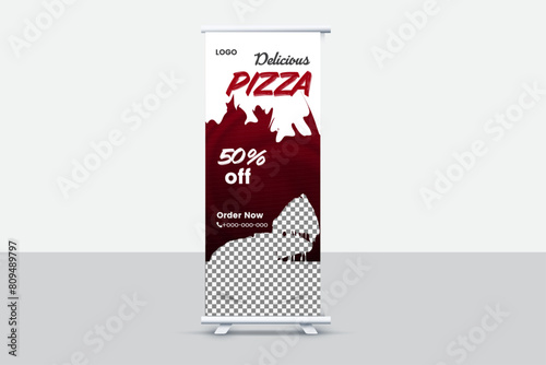 Modern and creative banner ads design, roll up banner vector template.