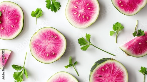 White background showcasing fresh watermelon radishes photo