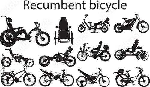 A blend of Elegance Recumbent Bicycle Silhouette Vector Collection