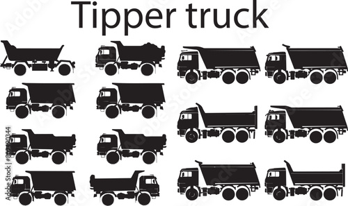 A blend of Elegance  Tipper Truck   Silhouette Vector Collection