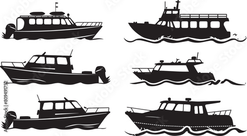 Sportfishing boat silhouette vector illustration bulk