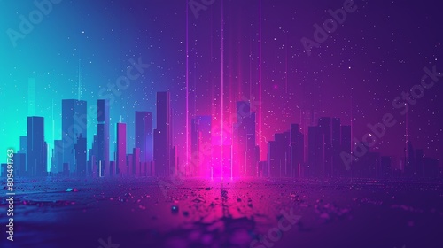 A digital painting of a futuristic city at night