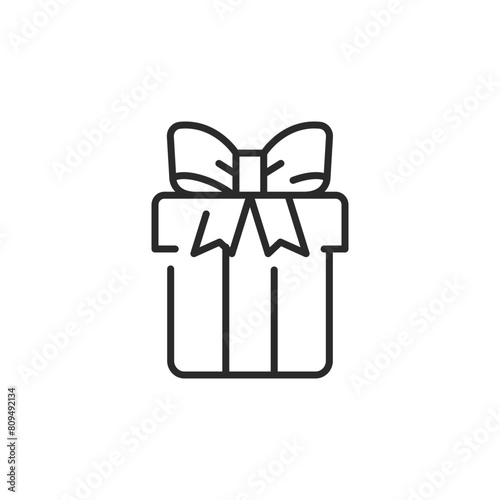 A classic gift box icon with a ribbon and bow, representing the act of giving and celebrations. Perfect for use in graphics related to holidays, birthdays, anniversaries. Vector illustration.