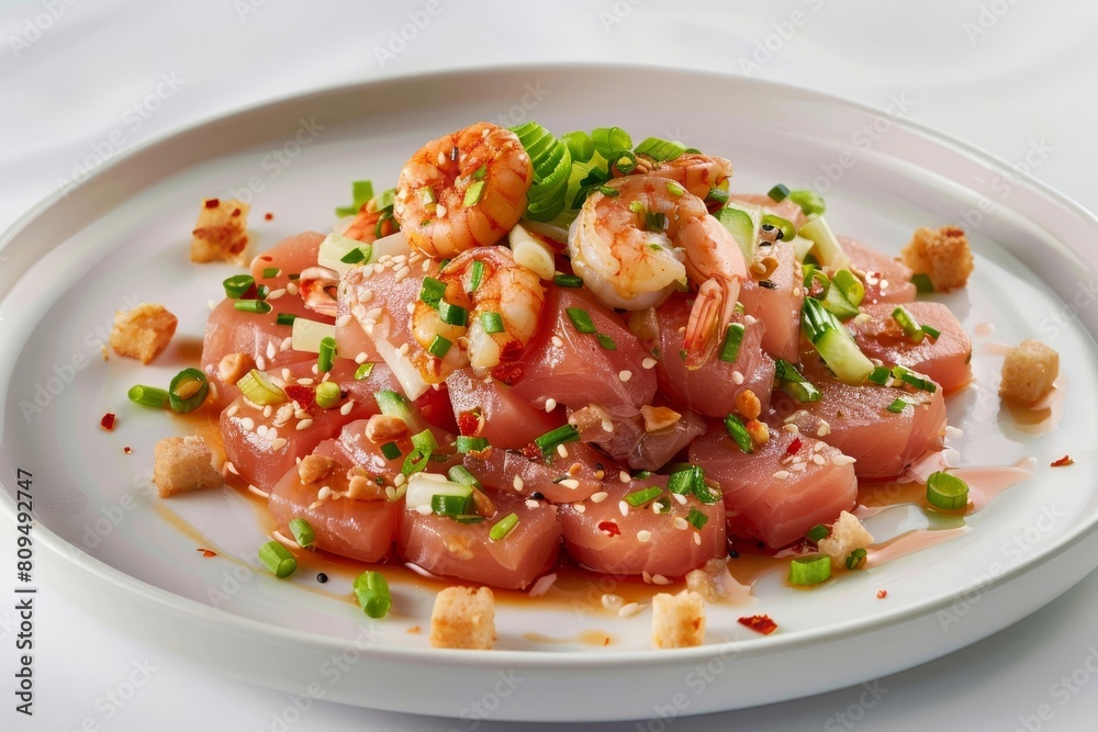 Ahi Tuna and Shrimp Poke - A Fusion of Tastes and Textures