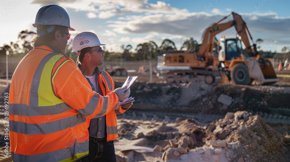 Construction Workers at a Building Site Construction Workers at a Building Site