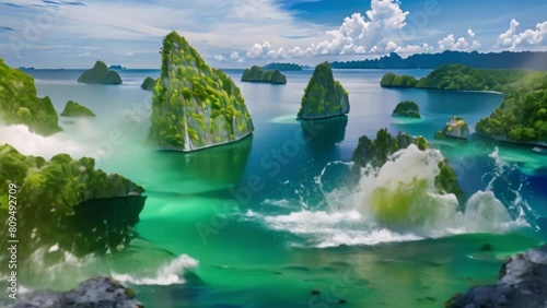 video view of the Raja Ampat tourist attraction in Papua, Indonesia photo