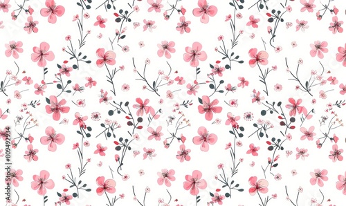 Floral seamless pattern with flowers with white backgrounds