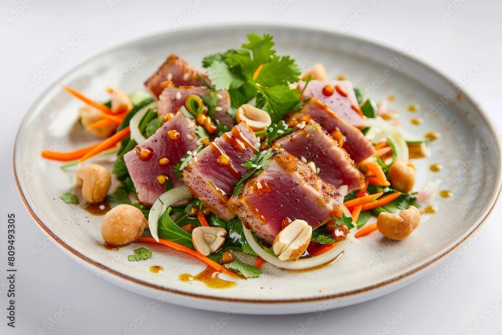 Succulent Ahi Tuna Salad with Tender Ruby-Red Center Succulent Ahi Tuna Salad with Tender Ruby-Red Center