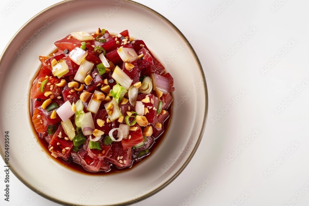 Vibrant Ahi Poke with Tuna, Ogo Seaweed, and Chives Vibrant Ahi Poke with Tuna, Ogo Seaweed, and Chives